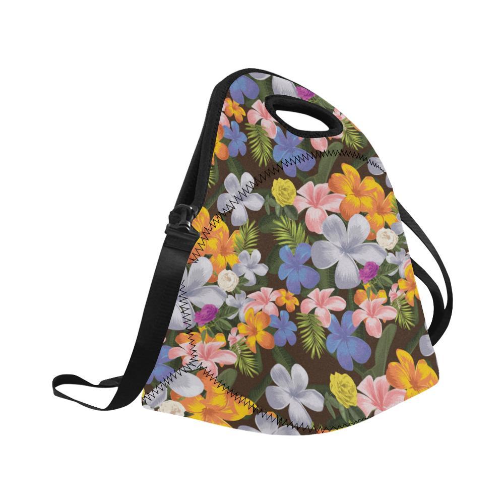 Plumeria Pattern Print Design PM03 Neoprene Lunch Bag-JorJune