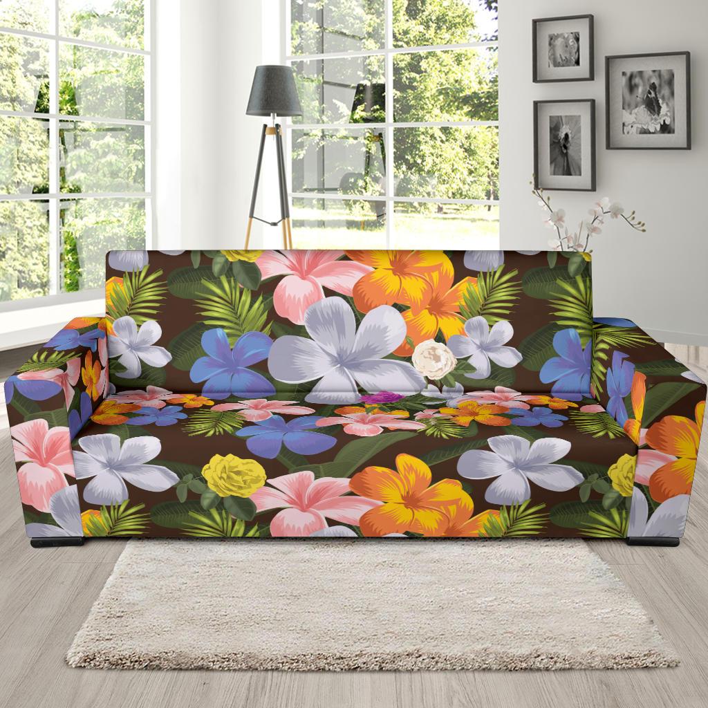 Plumeria Pattern Print Design PM03 Sofa Slipcover-JORJUNE.COM