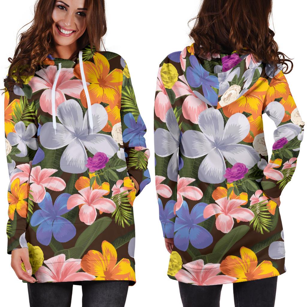 Plumeria Pattern Print Design PM03 Women Hoodie Dress