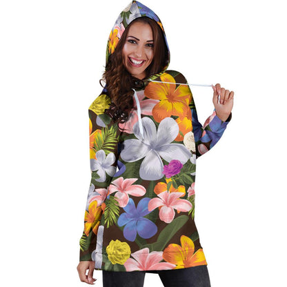 Plumeria Pattern Print Design PM03 Women Hoodie Dress