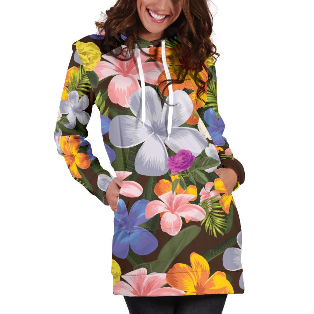Plumeria Pattern Print Design PM03 Women Hoodie Dress