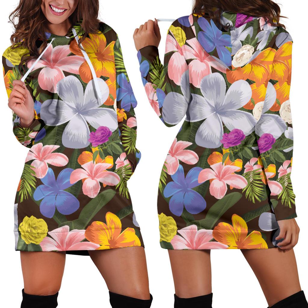 Plumeria Pattern Print Design PM03 Women Hoodie Dress