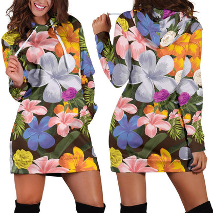 Plumeria Pattern Print Design PM03 Women Hoodie Dress