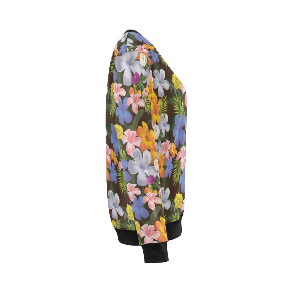 Plumeria Pattern Print Design PM03 Women Long Sleeve Sweatshirt-JorJune