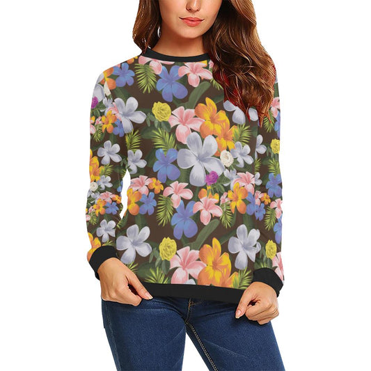 Plumeria Pattern Print Design PM03 Women Long Sleeve Sweatshirt-JorJune