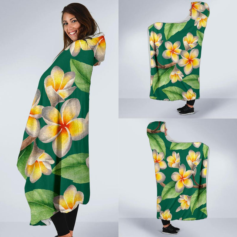 Plumeria Pattern Print Design PM07 Hooded Blanket-JORJUNE.COM