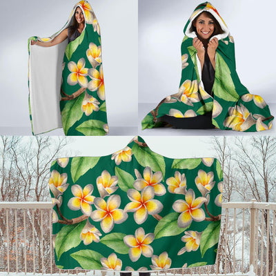 Plumeria Pattern Print Design PM07 Hooded Blanket-JORJUNE.COM