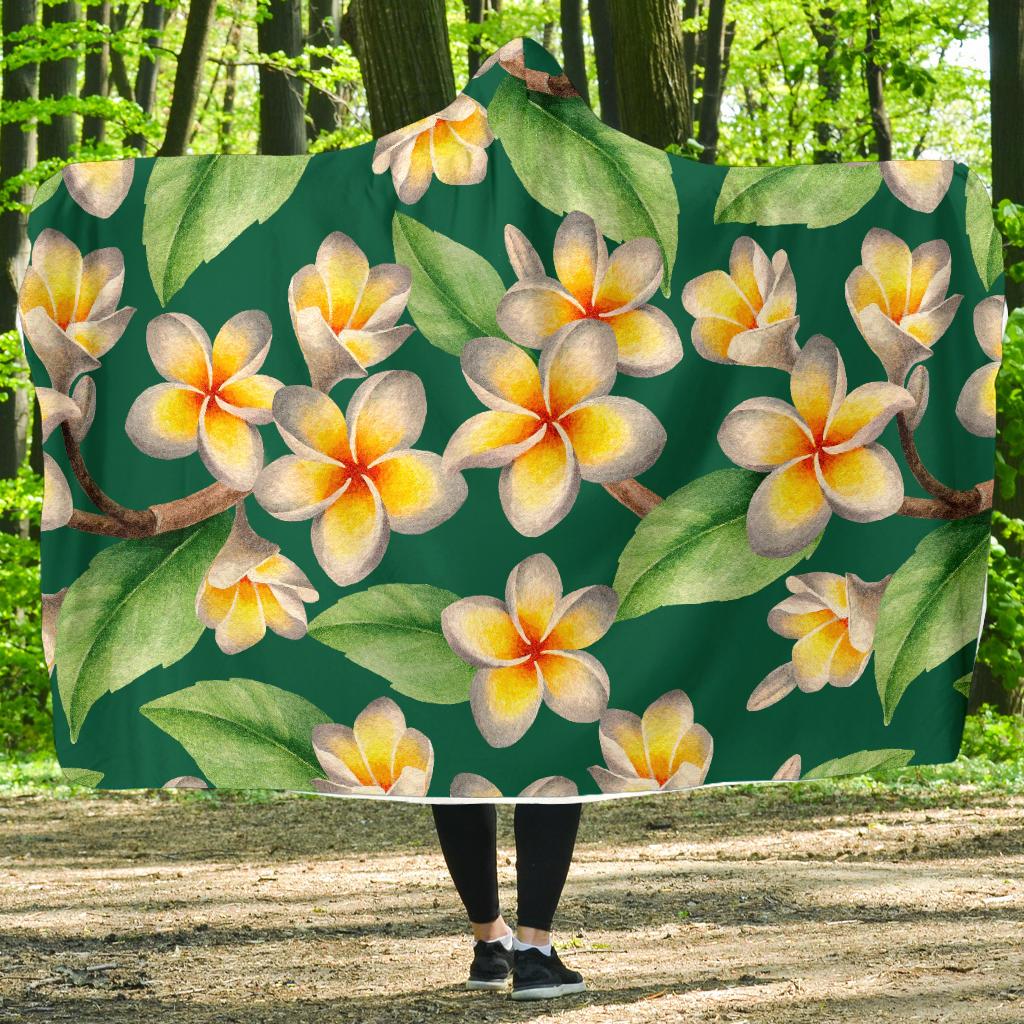 Plumeria Pattern Print Design PM07 Hooded Blanket-JORJUNE.COM