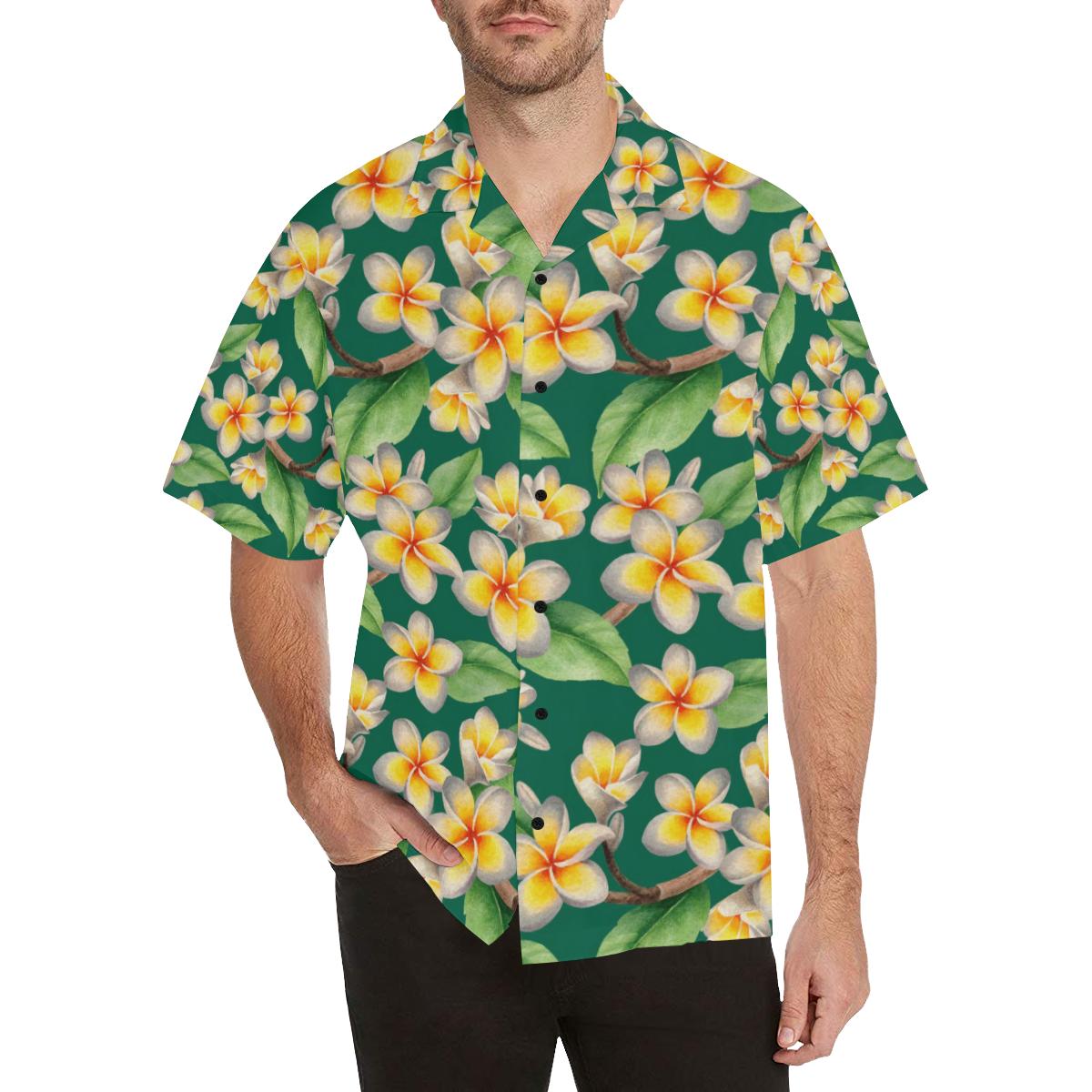 Plumeria Pattern Print Design PM07 Men Hawaiian Shirt-JorJune