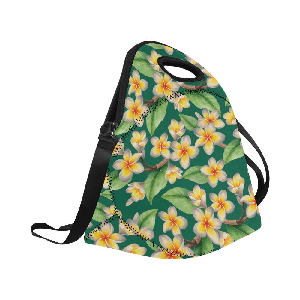 Plumeria Pattern Print Design PM07 Neoprene Lunch Bag-JorJune