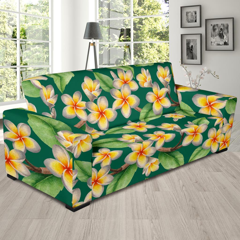 Plumeria Pattern Print Design PM07 Sofa Slipcover-JORJUNE.COM