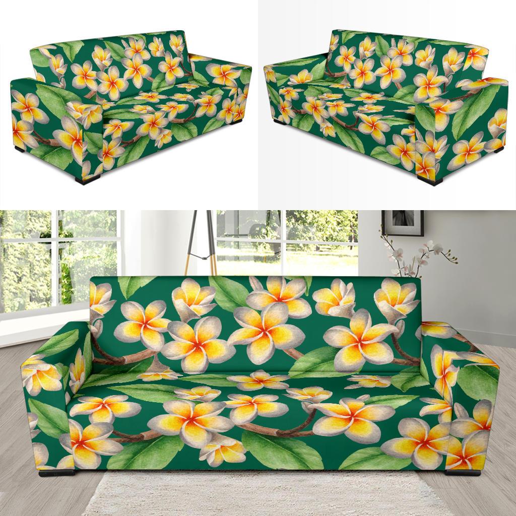 Plumeria Pattern Print Design PM07 Sofa Slipcover-JORJUNE.COM