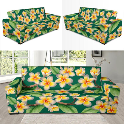 Plumeria Pattern Print Design PM07 Sofa Slipcover-JORJUNE.COM