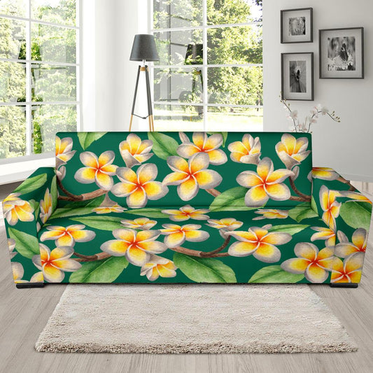 Plumeria Pattern Print Design PM07 Sofa Slipcover-JORJUNE.COM
