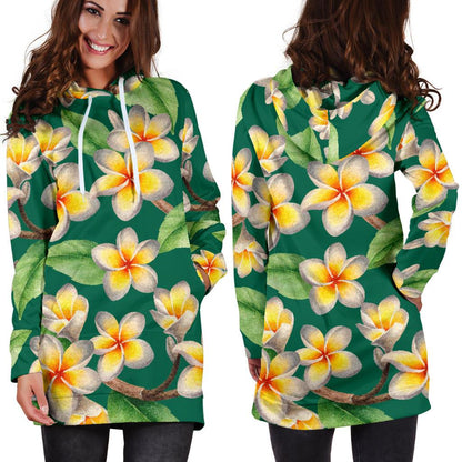 Plumeria Pattern Print Design PM07 Women Hoodie Dress