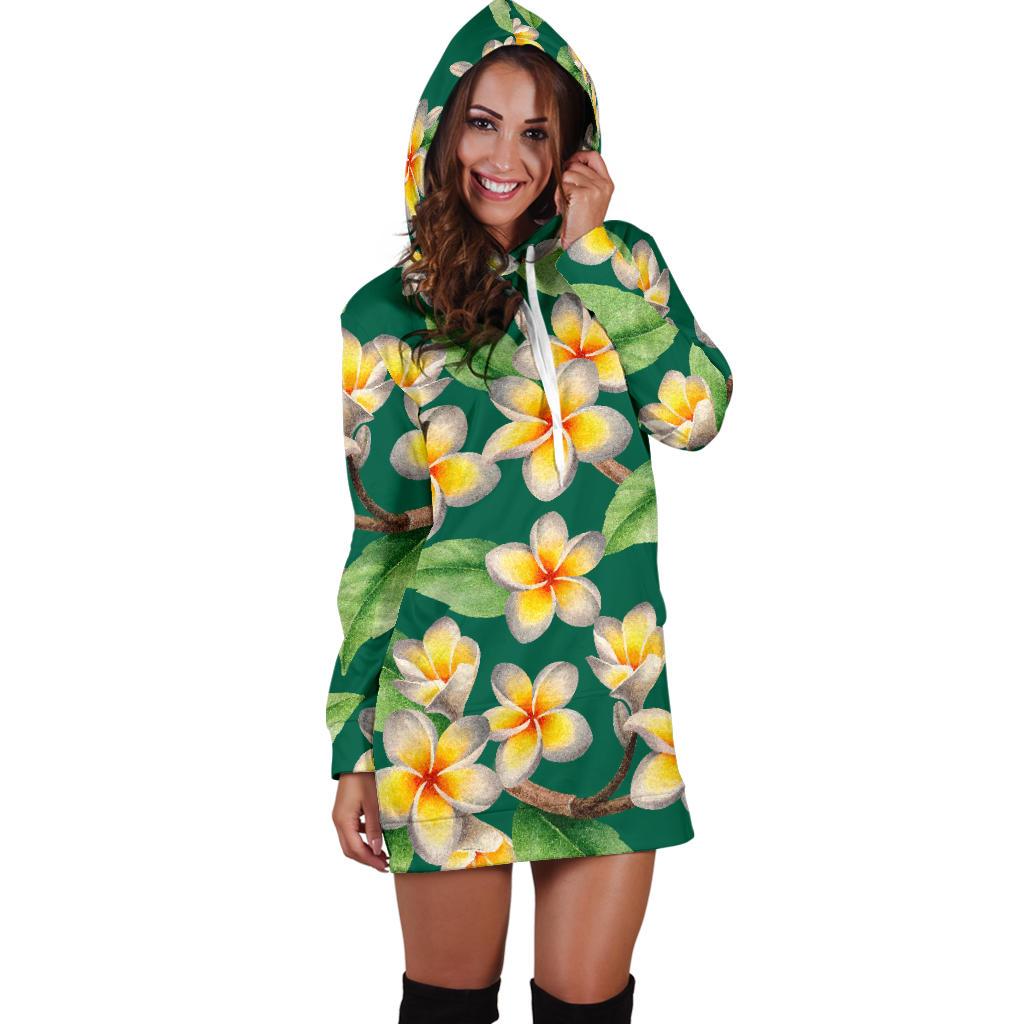 Plumeria Pattern Print Design PM07 Women Hoodie Dress