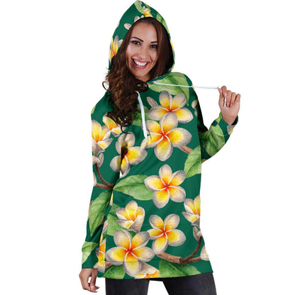 Plumeria Pattern Print Design PM07 Women Hoodie Dress