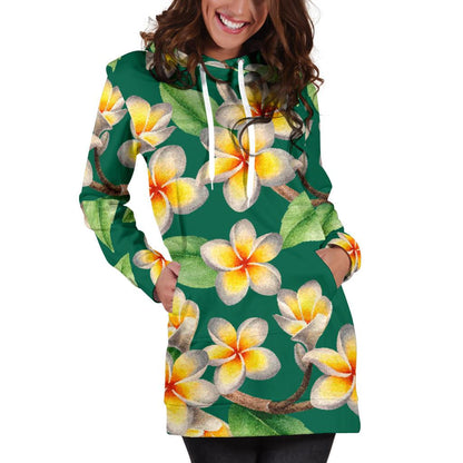 Plumeria Pattern Print Design PM07 Women Hoodie Dress
