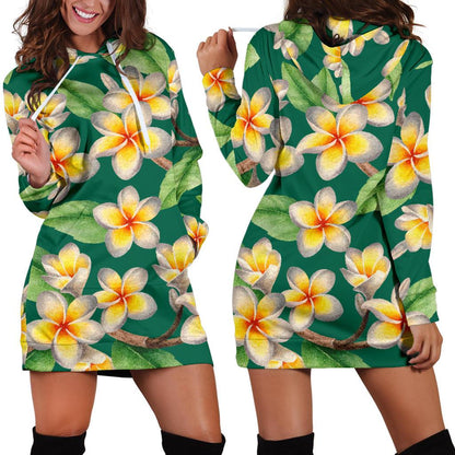 Plumeria Pattern Print Design PM07 Women Hoodie Dress