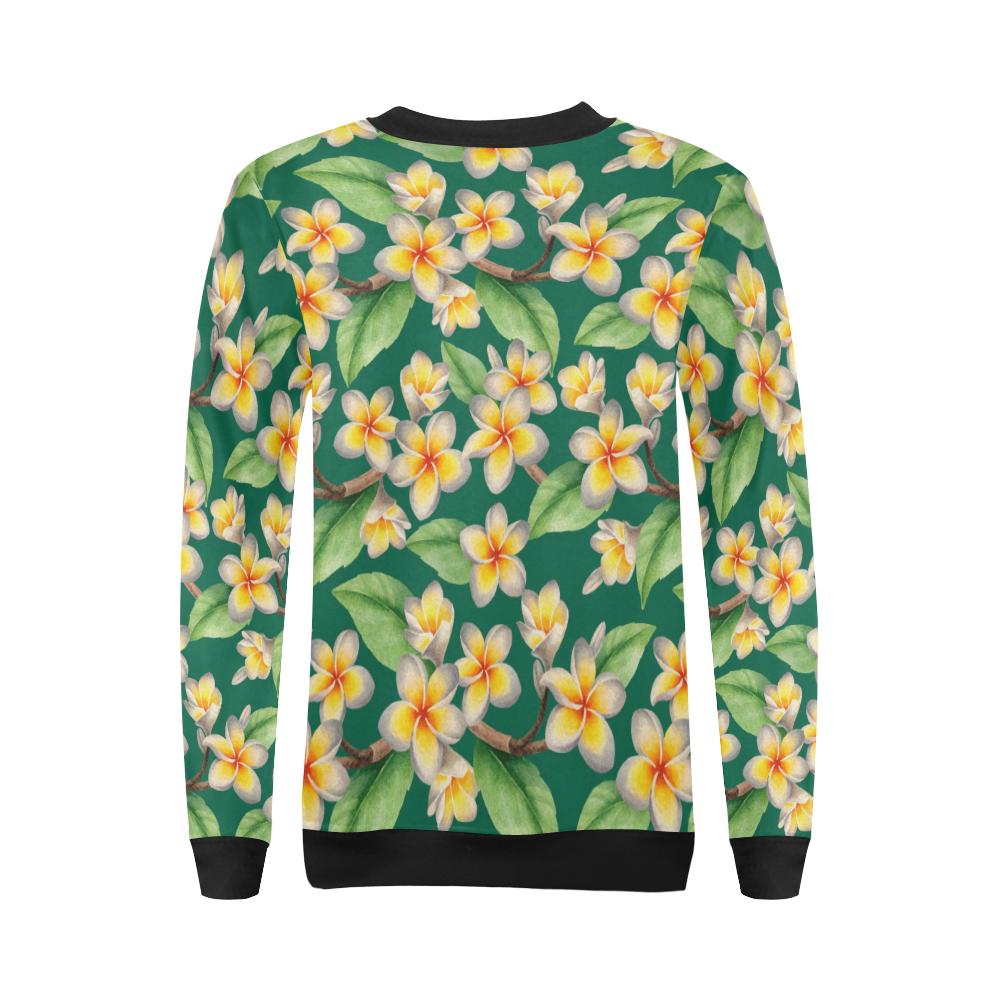 Plumeria Pattern Print Design PM07 Women Long Sleeve Sweatshirt-JorJune