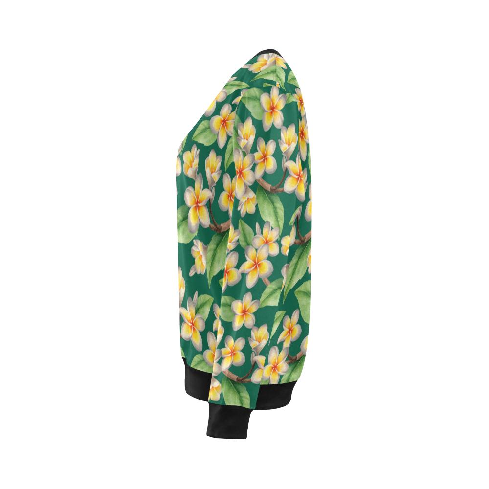 Plumeria Pattern Print Design PM07 Women Long Sleeve Sweatshirt-JorJune