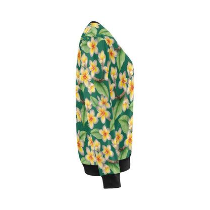Plumeria Pattern Print Design PM07 Women Long Sleeve Sweatshirt-JorJune