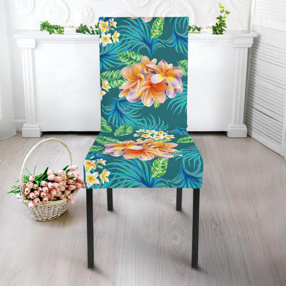 Plumeria Tropical Flower Design Print Dining Chair Slipcover-JORJUNE.COM