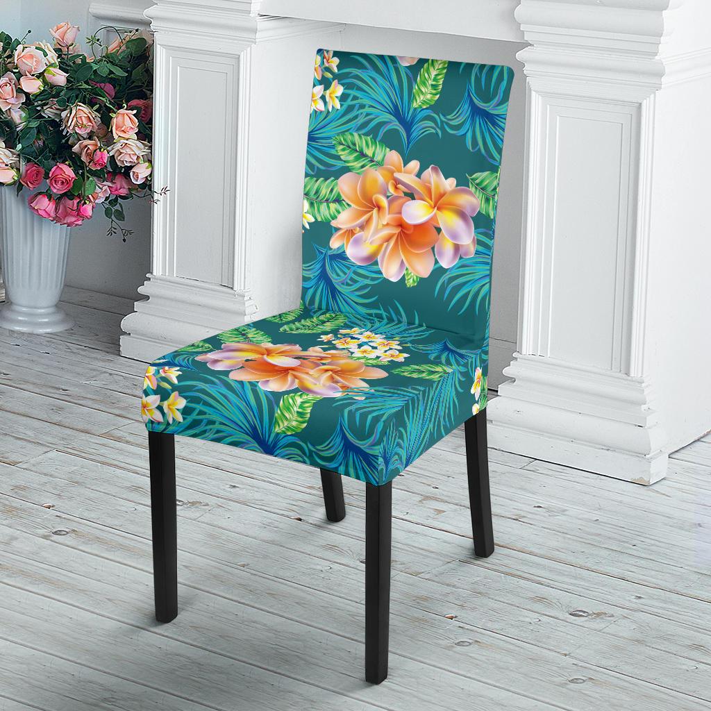 Plumeria Tropical Flower Design Print Dining Chair Slipcover-JORJUNE.COM
