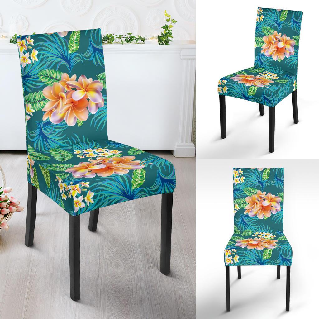 Plumeria Tropical Flower Design Print Dining Chair Slipcover-JORJUNE.COM