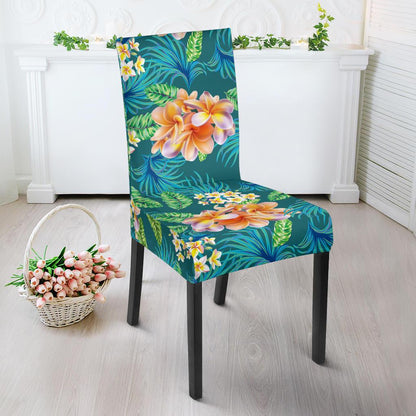 Plumeria Tropical Flower Design Print Dining Chair Slipcover-JORJUNE.COM