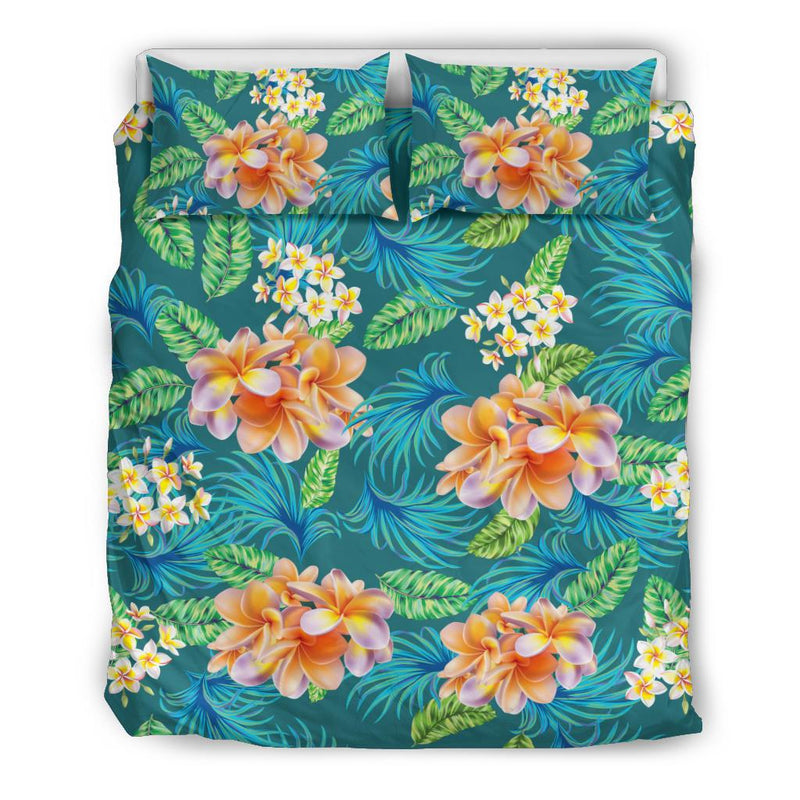 Plumeria Tropical Flower Design Print Duvet Cover Bedding Set-JORJUNE.COM