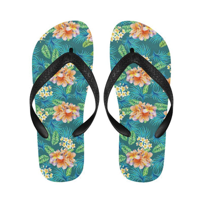 Plumeria Tropical Flower Design Print Flip Flops-JorJune