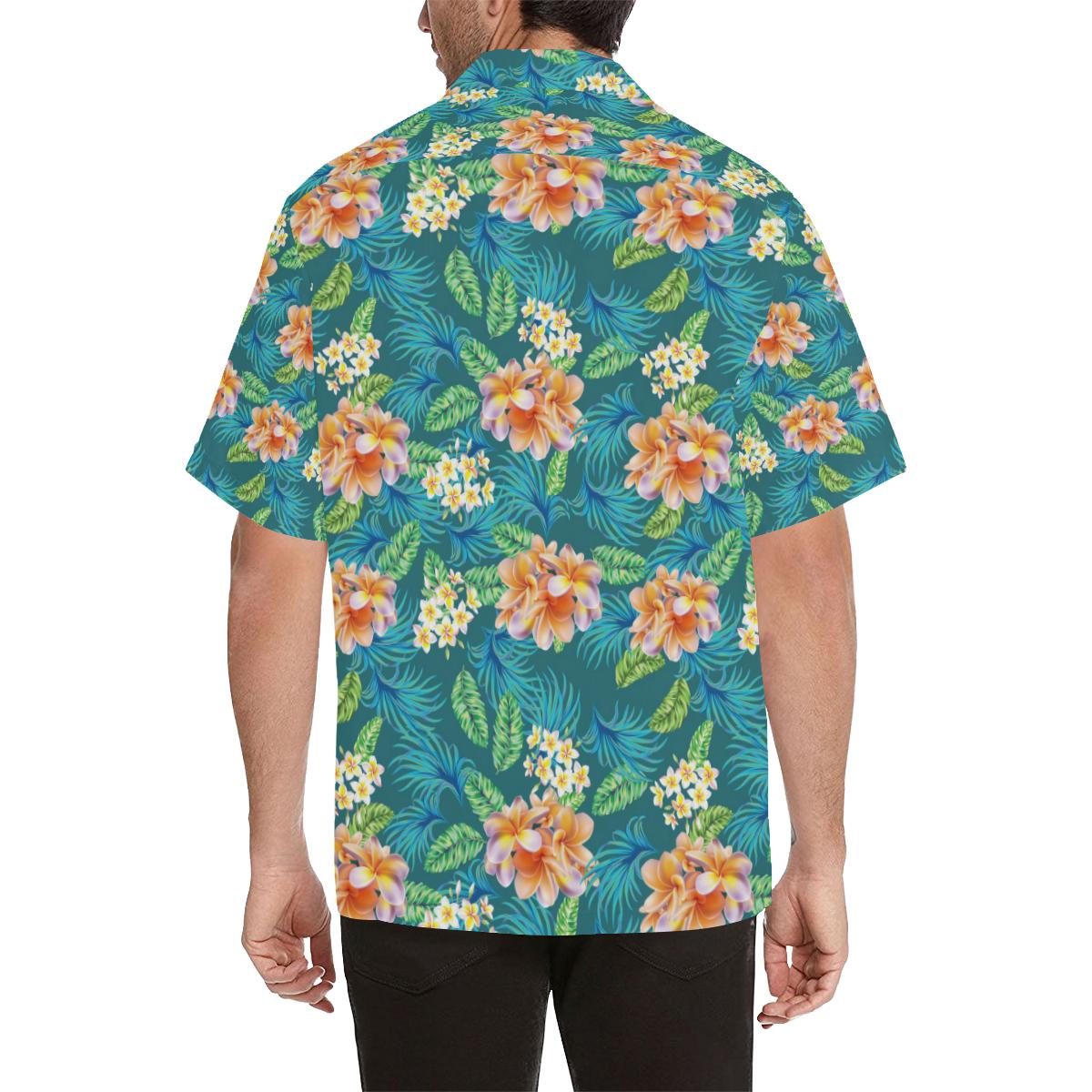 Plumeria Tropical Flower Design Print Men Hawaiian Shirt-JorJune