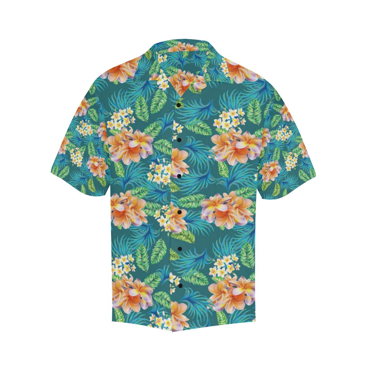 Plumeria Tropical Flower Design Print Men Hawaiian Shirt-JorJune