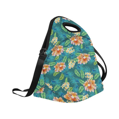 Plumeria Tropical Flower Design Print Neoprene Lunch Bag-JorJune