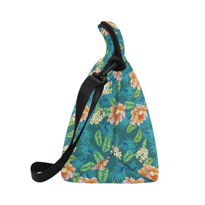 Plumeria Tropical Flower Design Print Neoprene Lunch Bag-JorJune