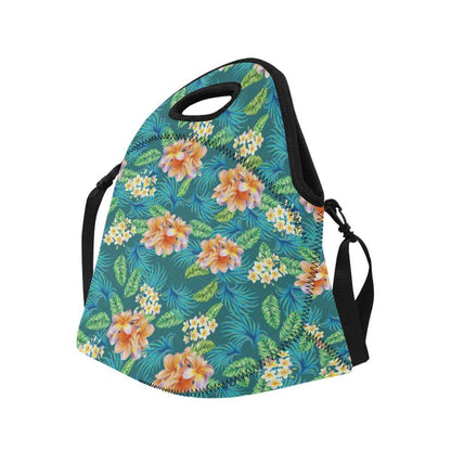 Plumeria Tropical Flower Design Print Neoprene Lunch Bag-JorJune