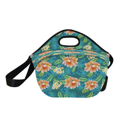 Plumeria Tropical Flower Design Print Neoprene Lunch Bag-JorJune