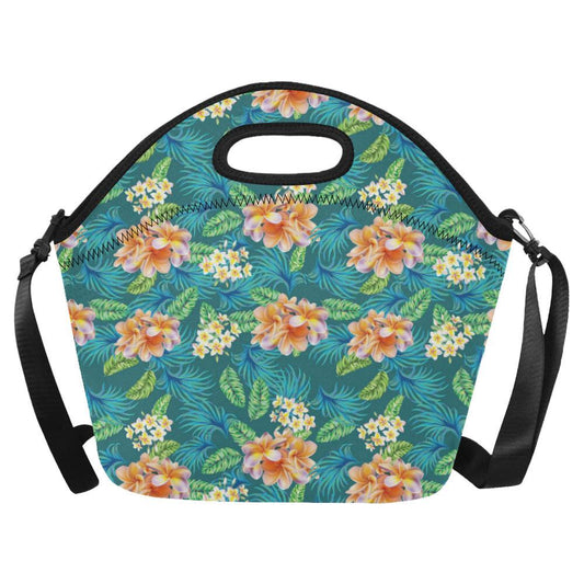 Plumeria Tropical Flower Design Print Neoprene Lunch Bag-JorJune