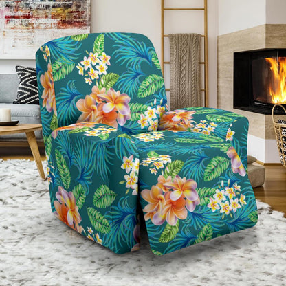 Plumeria Tropical Flower Design Print Recliner Slipcover-JORJUNE.COM