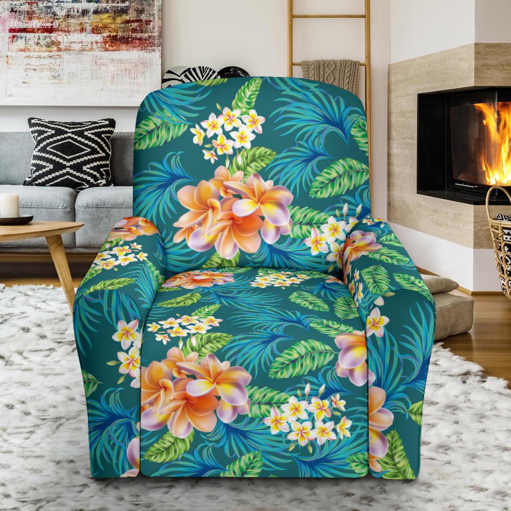 Plumeria Tropical Flower Design Print Recliner Slipcover-JORJUNE.COM