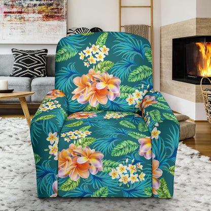 Plumeria Tropical Flower Design Print Recliner Slipcover-JORJUNE.COM