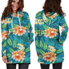 Plumeria Tropical Flower Design Print Women Hoodie Dress