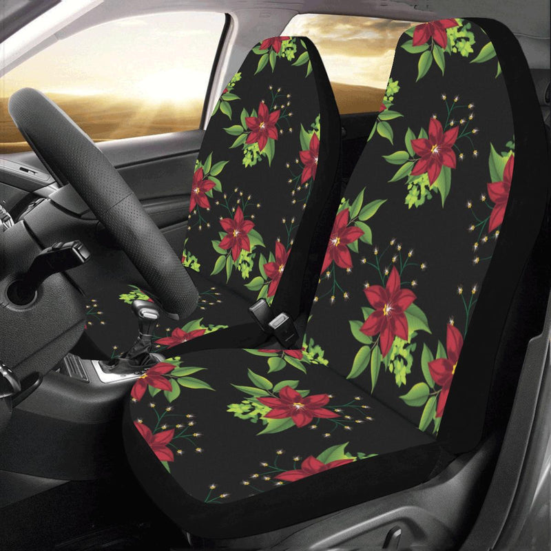 Poinsettia Pattern Print Design A01 Car Seat Covers (Set of 2)-JORJUNE.COM