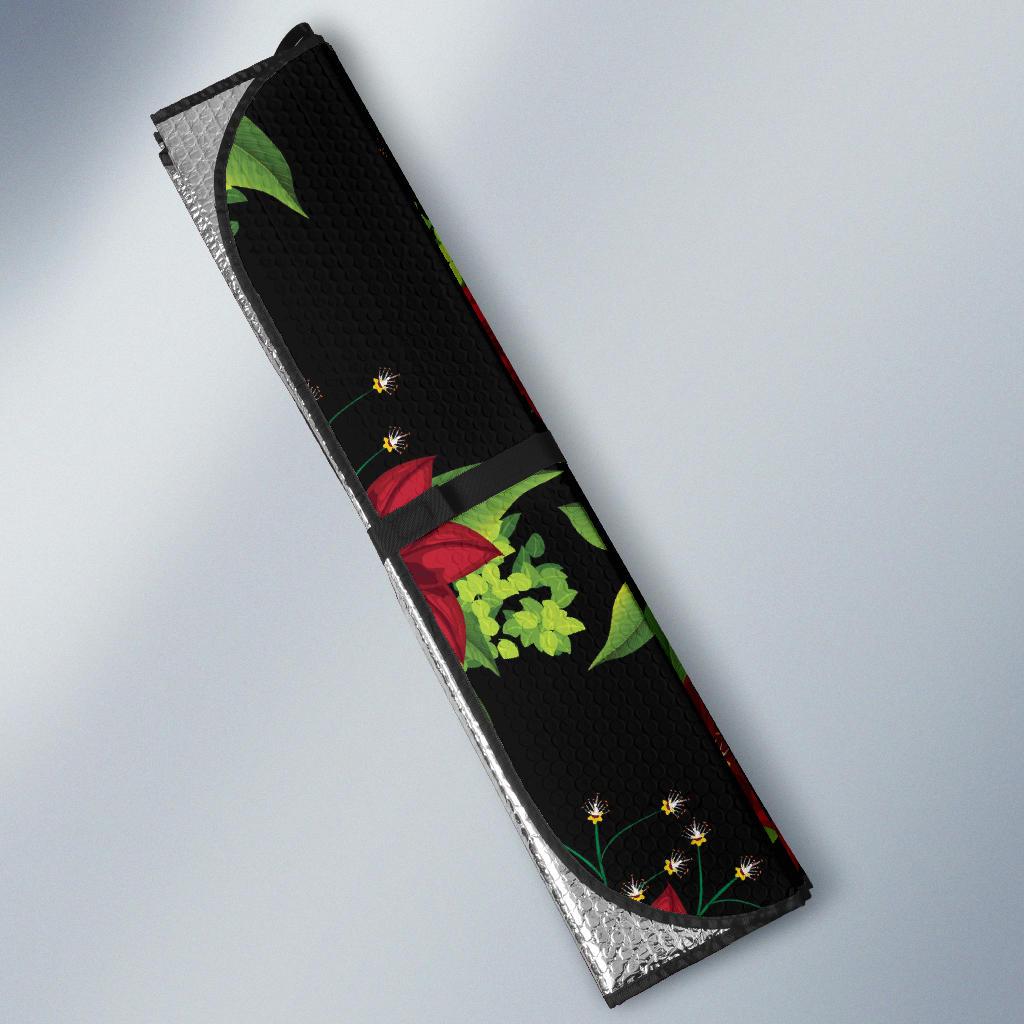 Poinsettia Pattern Print Design A01 Car Sun Shades-JORJUNE.COM