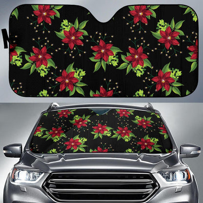 Poinsettia Pattern Print Design A01 Car Sun Shades-JORJUNE.COM