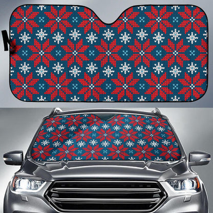 Poinsettia Pattern Print Design A02 Car Sun Shades-JORJUNE.COM