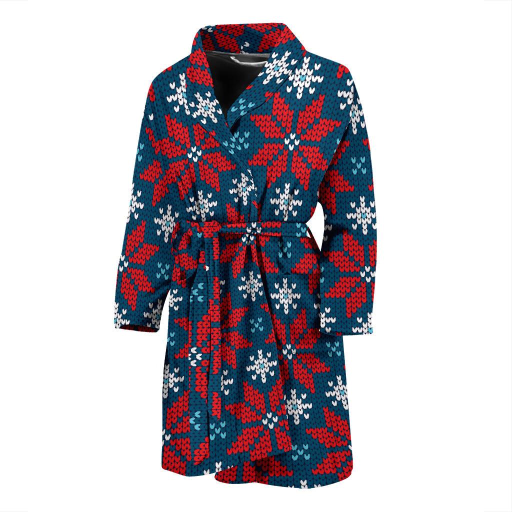 Poinsettia Pattern Print Design A02 Men Bathrobe-JORJUNE.COM