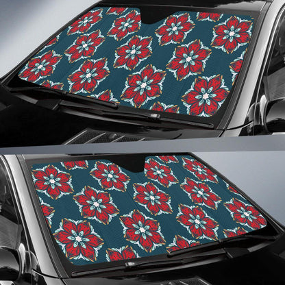 Poinsettia Pattern Print Design A03 Car Sun Shades-JORJUNE.COM