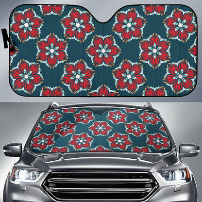 Poinsettia Pattern Print Design A03 Car Sun Shades-JORJUNE.COM